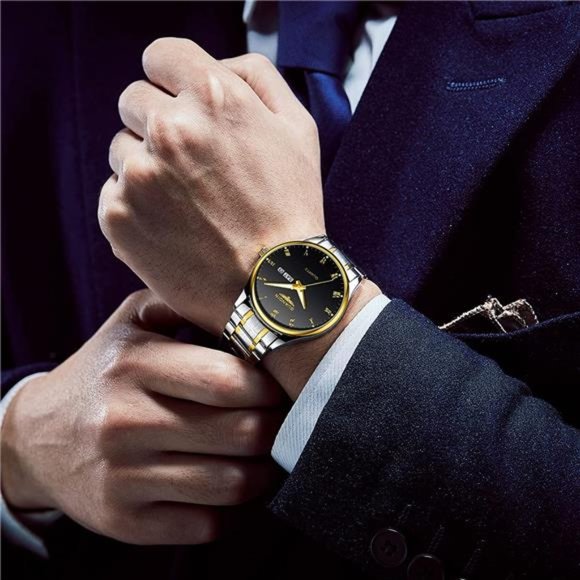 Mens Watch Classic Business Wrist Watches with Stainless Steel Waterproof Quartz - Picture 4 of 7